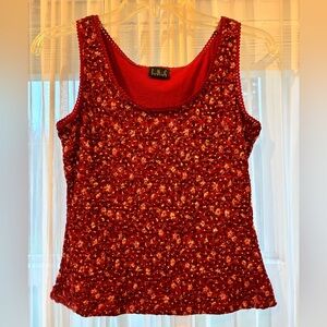 INC International Concepts Red Floral Tank Top
